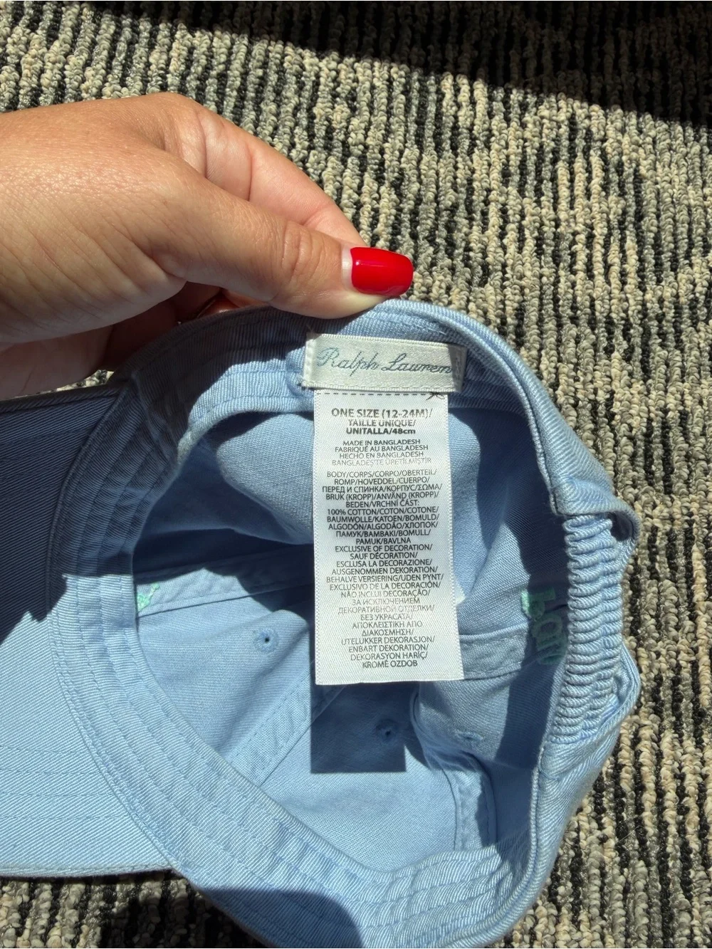 Ralph Lauren Light Blue Kids Polo Cap with Mint Logo